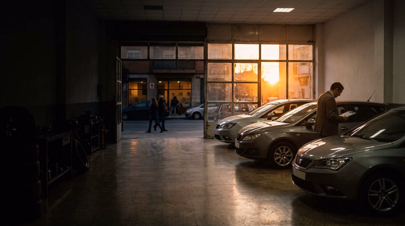 Vídeo del concesionario: un comercial enseñando un coche a un cliente