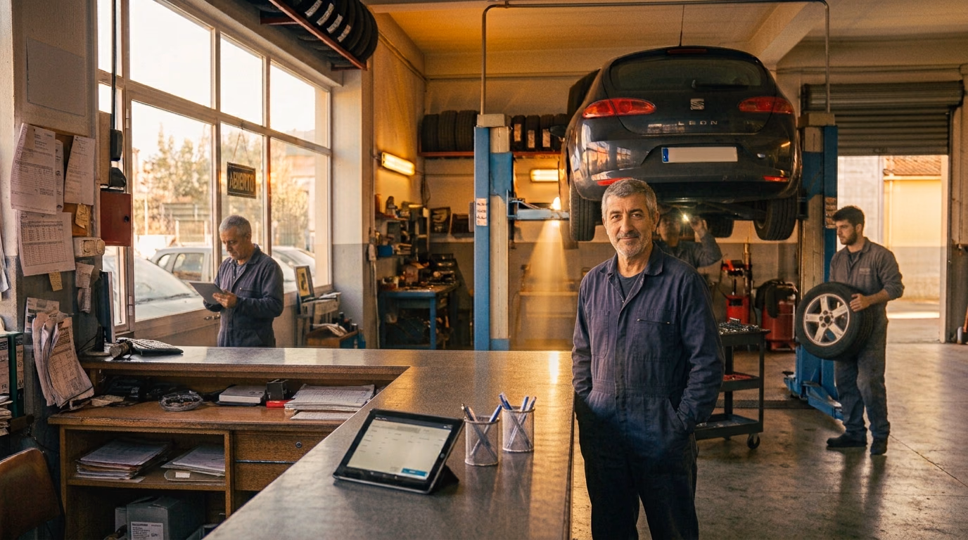 Vídeo del taller: un mecánico trabajando en un coche